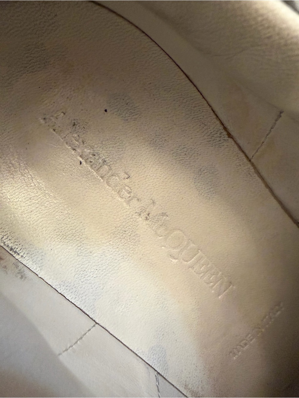 Alexander McQueen White Leather Oversized Sneakers with Black Heel Tab - Picture 10 of 13